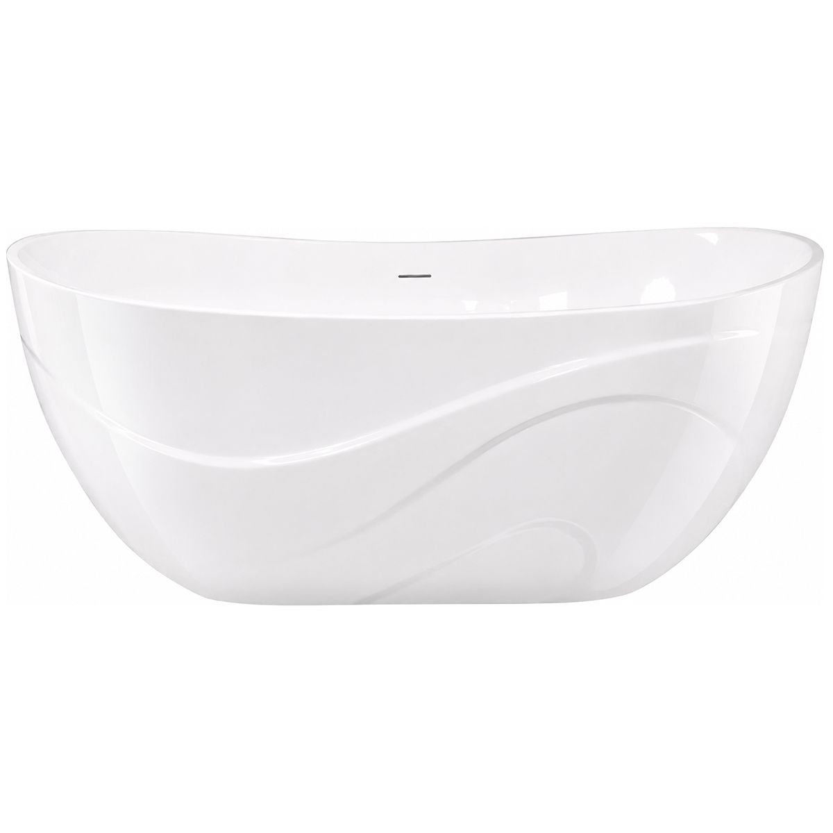 Cada de baie, compozit mineral, ventil inclus alb, freestanding, Alb Lucios,170x78 cm, Calista