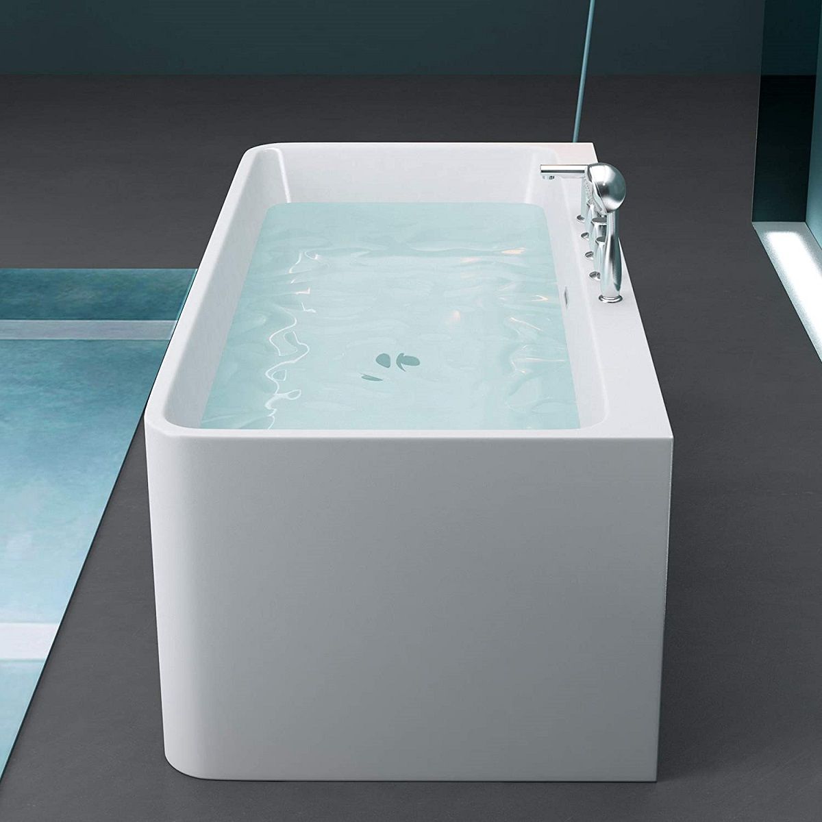 Cada de baie EGO 601S, freestanding, 170 sau 180 x 80 cm, baterie integrata cu finisaj crom, acril sanitar termoactiv, alb