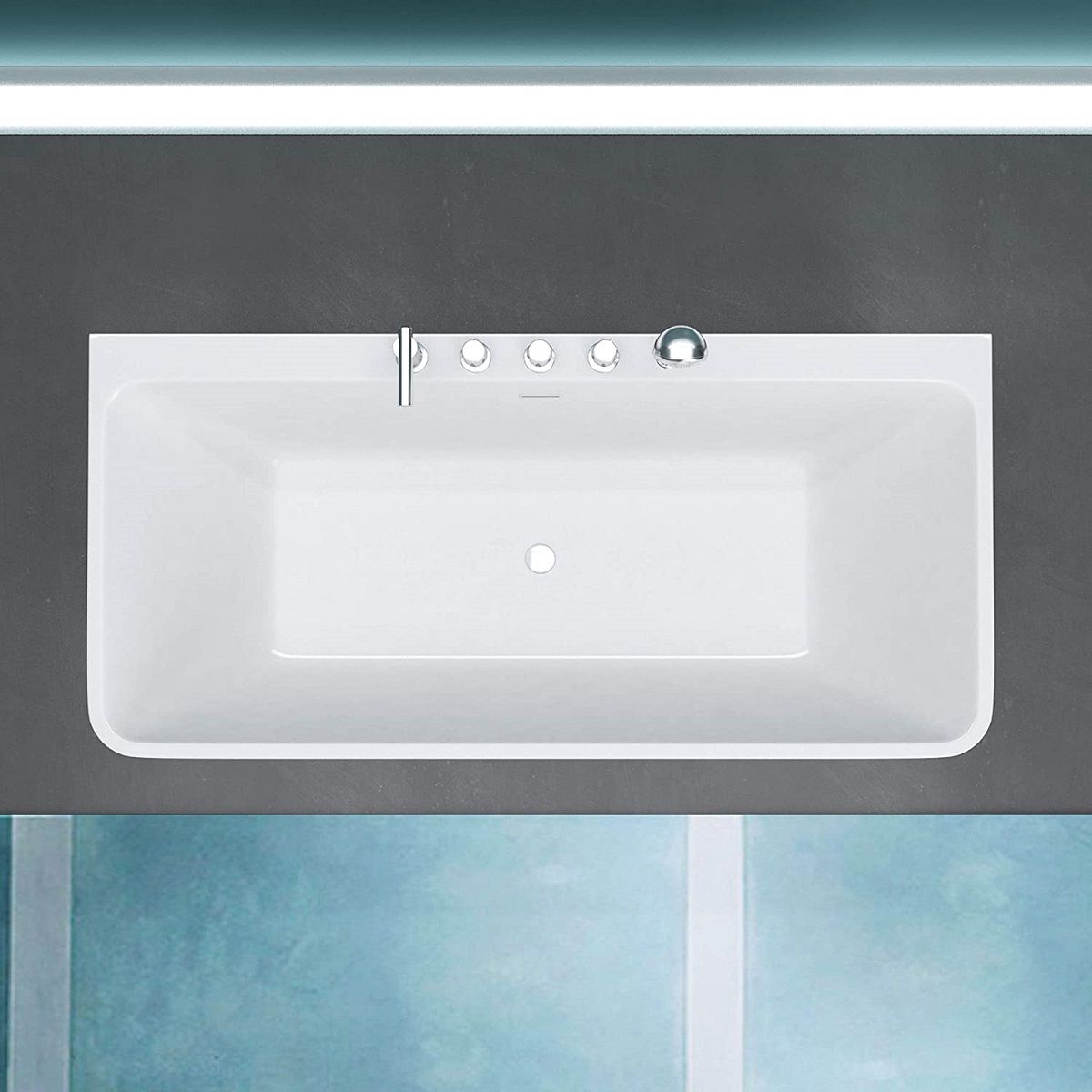Cada de baie EGO 601S, freestanding, 170 sau 180 x 80 cm, baterie integrata cu finisaj crom, acril sanitar termoactiv, alb