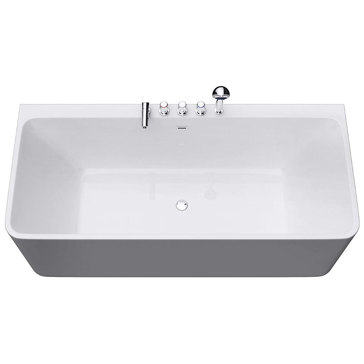 Cada de baie EGO 601S, freestanding, 170 sau 180 x 80 cm, baterie integrata cu finisaj crom, acril sanitar termoactiv, alb