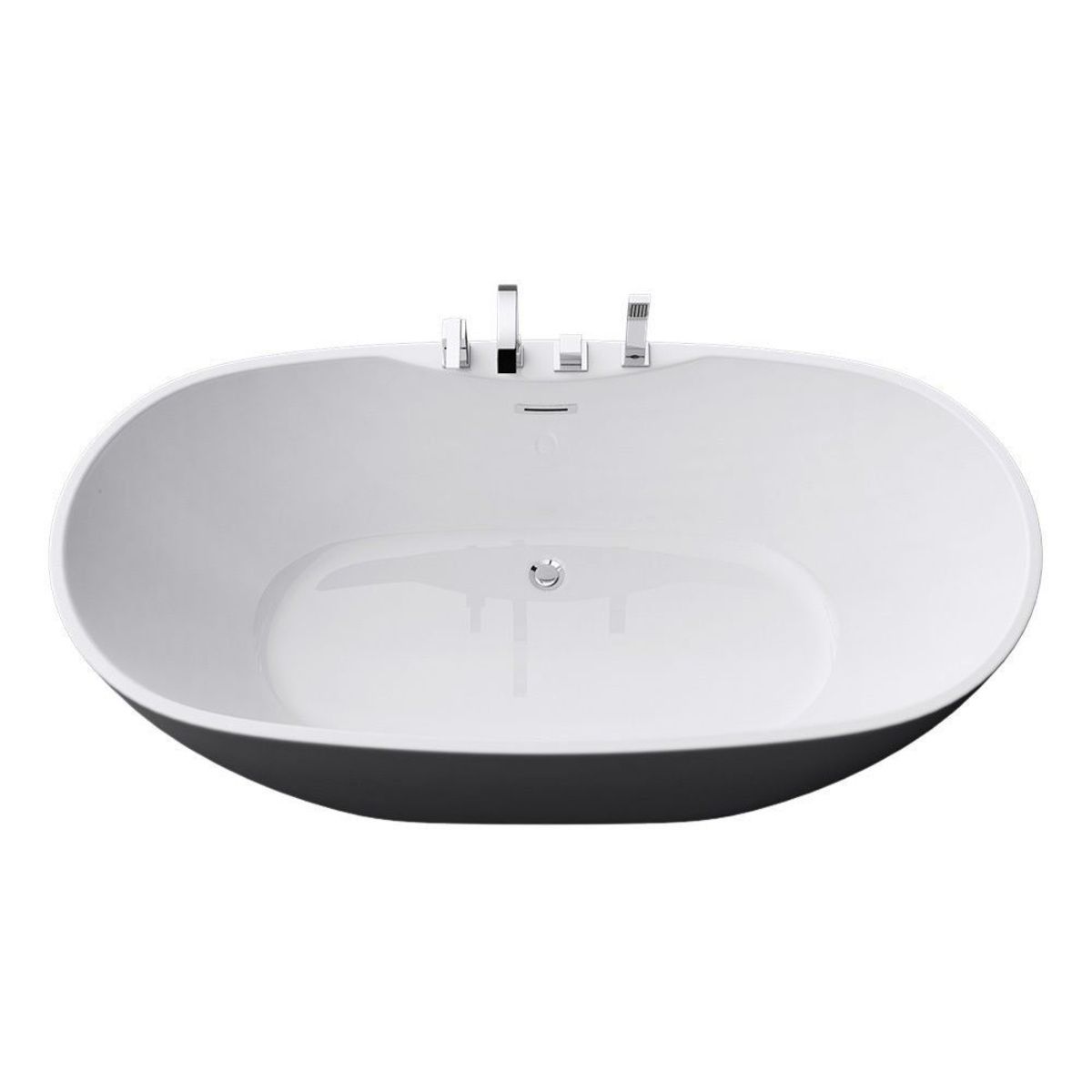 Cada de baie EGO 605, freestanding, 170 cm, baterie integrata cu finisaj crom, acril sanitar termoactiv, alb