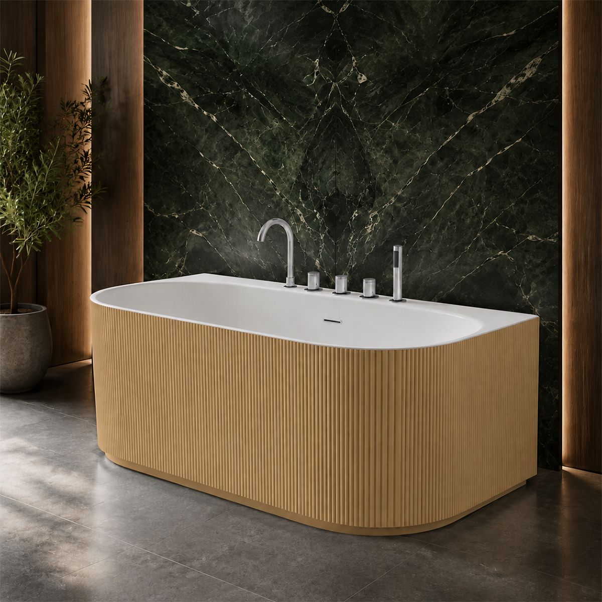 Cada de baie, freestanding, 170x80 cm, baterie si ventil inclus, Jasmine Mat exterior si Alb Lucios interior , Acril, Eden