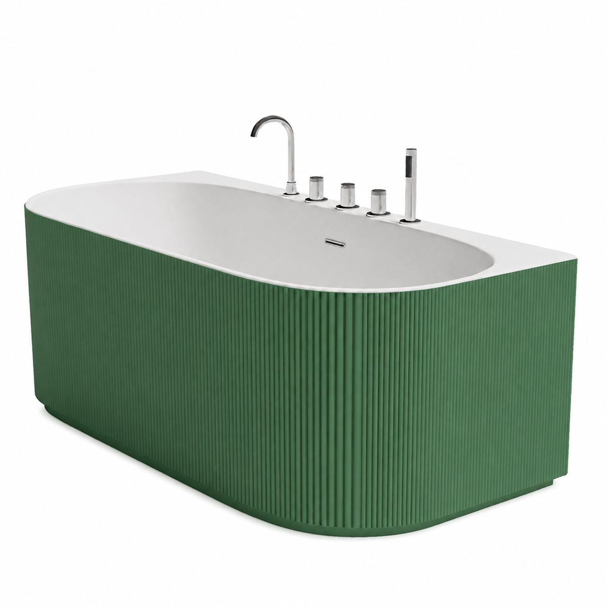 Cada de baie, freestanding, 170x80 cm, baterie si ventil inclus, Verde Mint Mat exterior si Alb Lucios interior , Acril, Eden