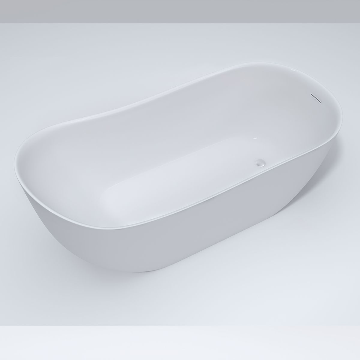 Cada de baie, freestanding, Acril, ventil inclus, Alb Lucios, 170-180 x 75 cm, Liza