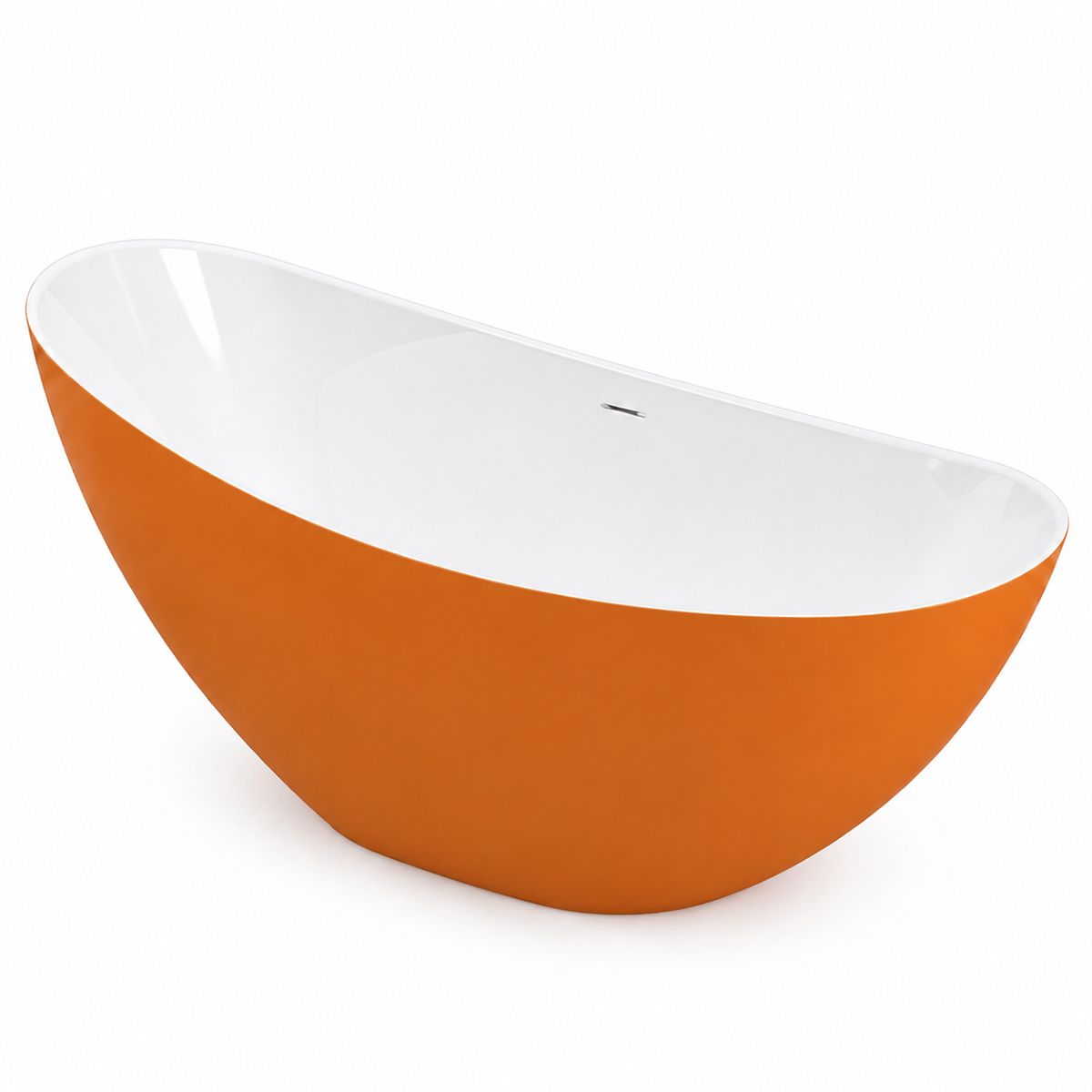 Cada de baie, freestanding, acril, ventil si preaplin crom inclus, Orange Mat exterior Alb Lucios interior, 160x80 cm, Cairo