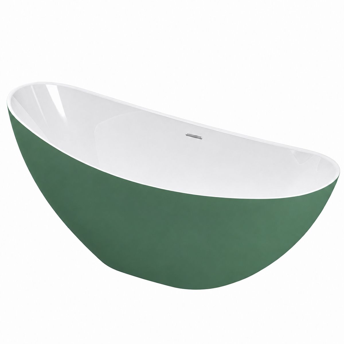 Cada de baie, freestanding, acril, ventil si preaplin crom inclus, Verde Mint Mat exterior Alb Lucios interior, 160x80 cm, Cairo