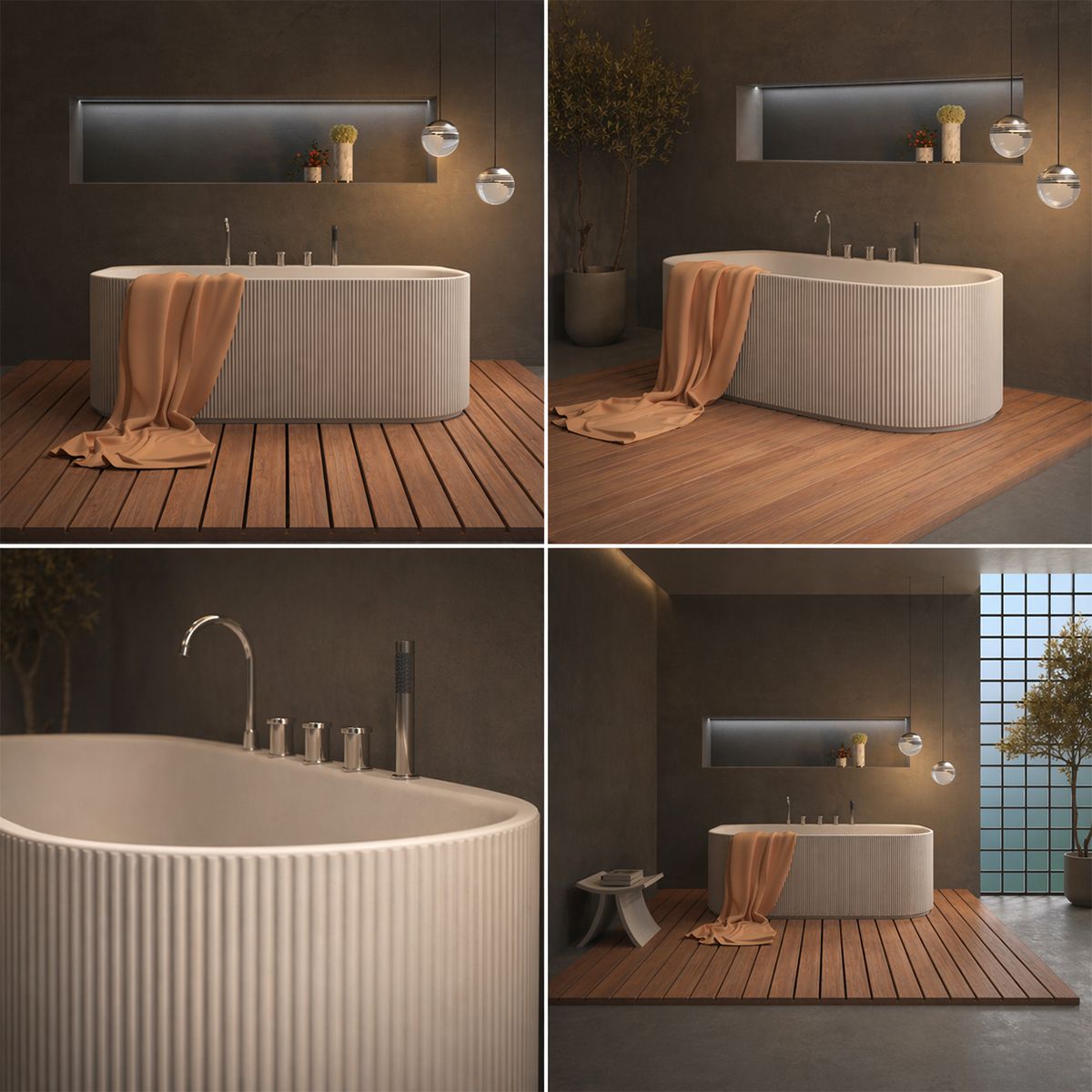 Cada de baie, freestanding, Alb lucios interior/exterior, 170x80 cm, baterie si ventil inclus, Acril, Eden