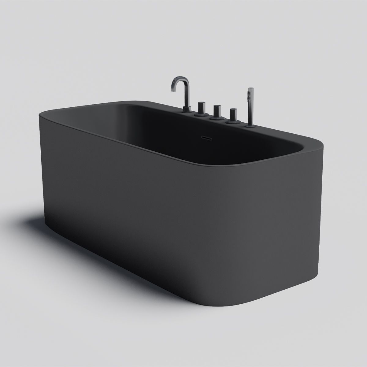 Cada de baie, freestanding, baterie si ventil inclus, Negru Mat, Acril, 170x80 cm, Granada