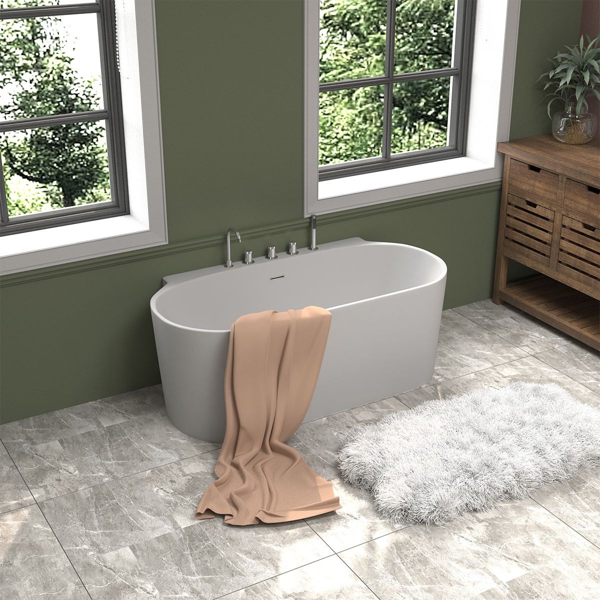 Cada de baie, freestanding, baterie si ventil inclus, Acril, 160x75 cm, Miraj