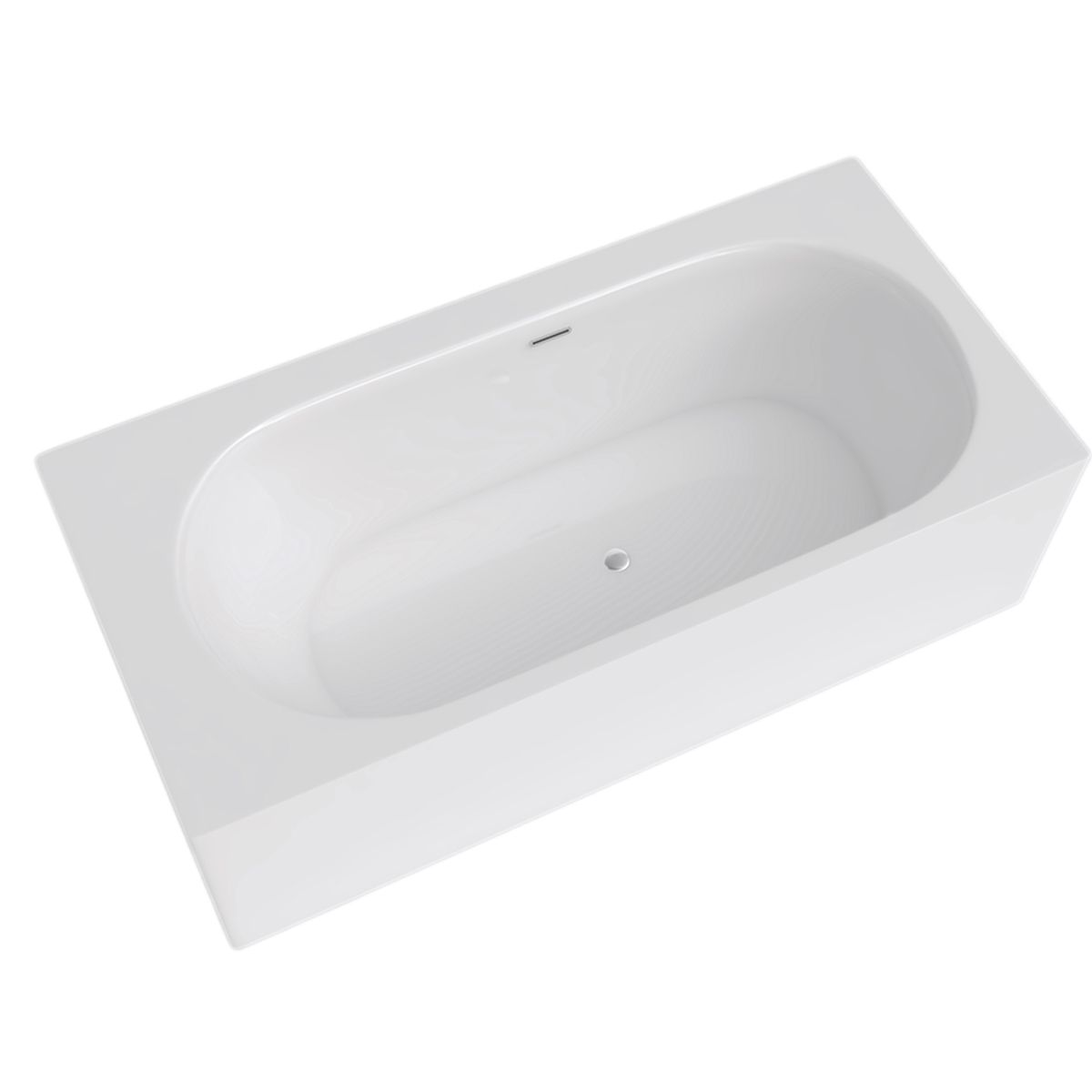 Cada de baie, freestanding, compozit mineral, ventil inclus, Alb Lucios, 180x86 cm, Anda