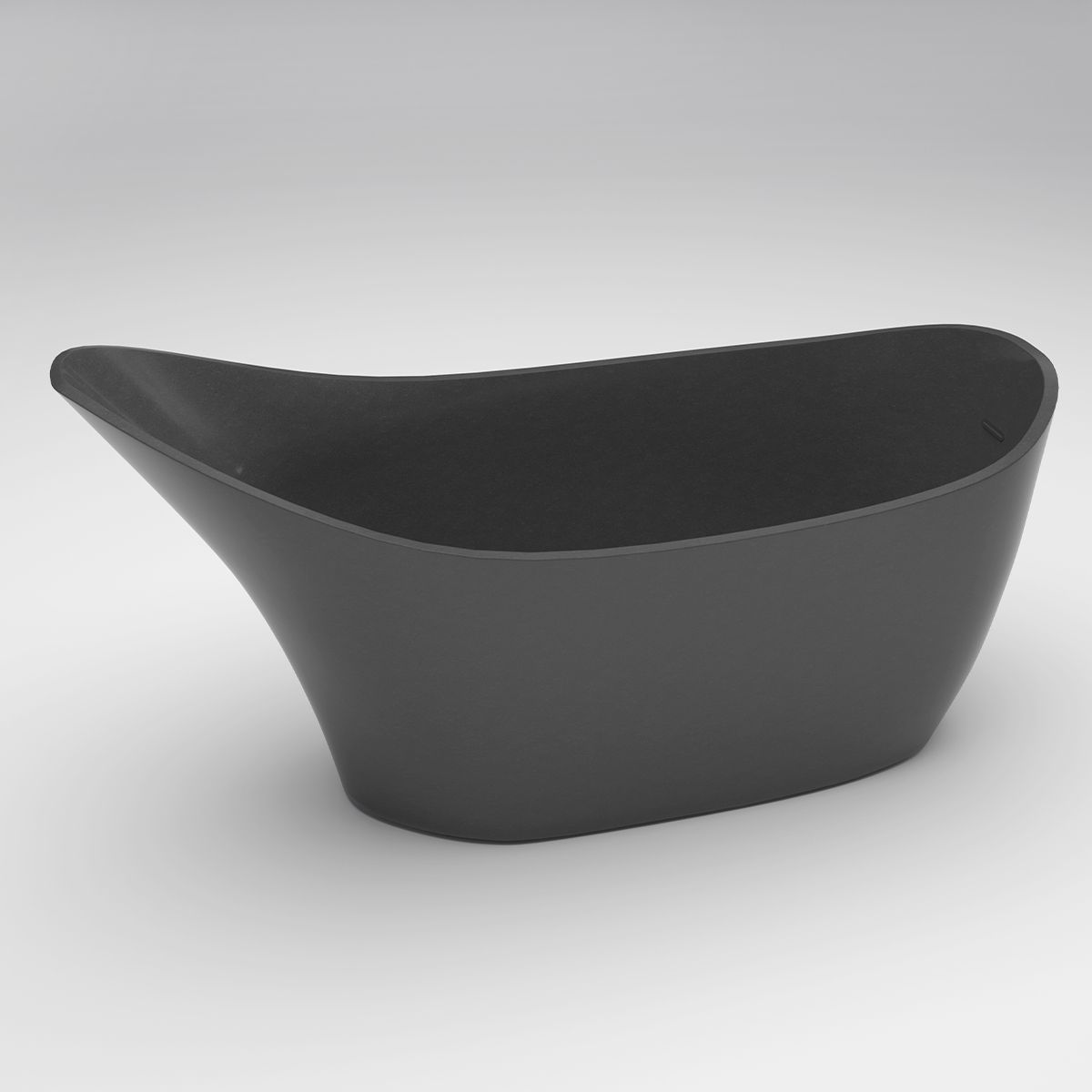 Cada de baie, freestanding, compozit mineral, ventil negru inclus, Negru Mat, 172x74 cm, Evelin