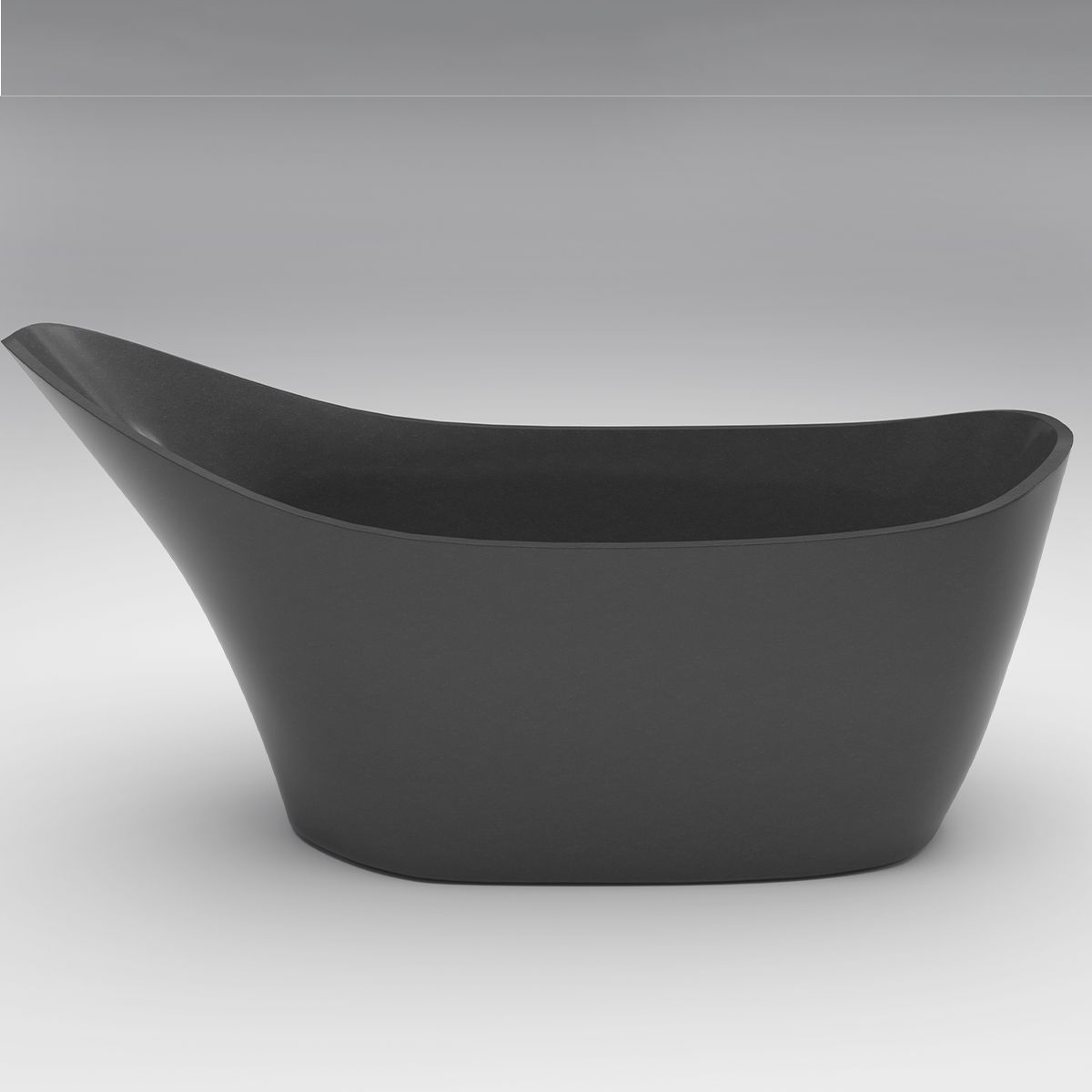 Cada de baie, freestanding, compozit mineral, ventil negru inclus, Negru Mat, 172x74 cm, Evelin