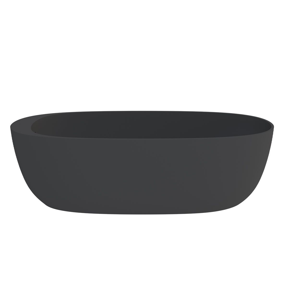 Cada de baie, freestanding, compozit mineral, ventil negru inclus, Negru Mat, 184x76 cm, Giulia