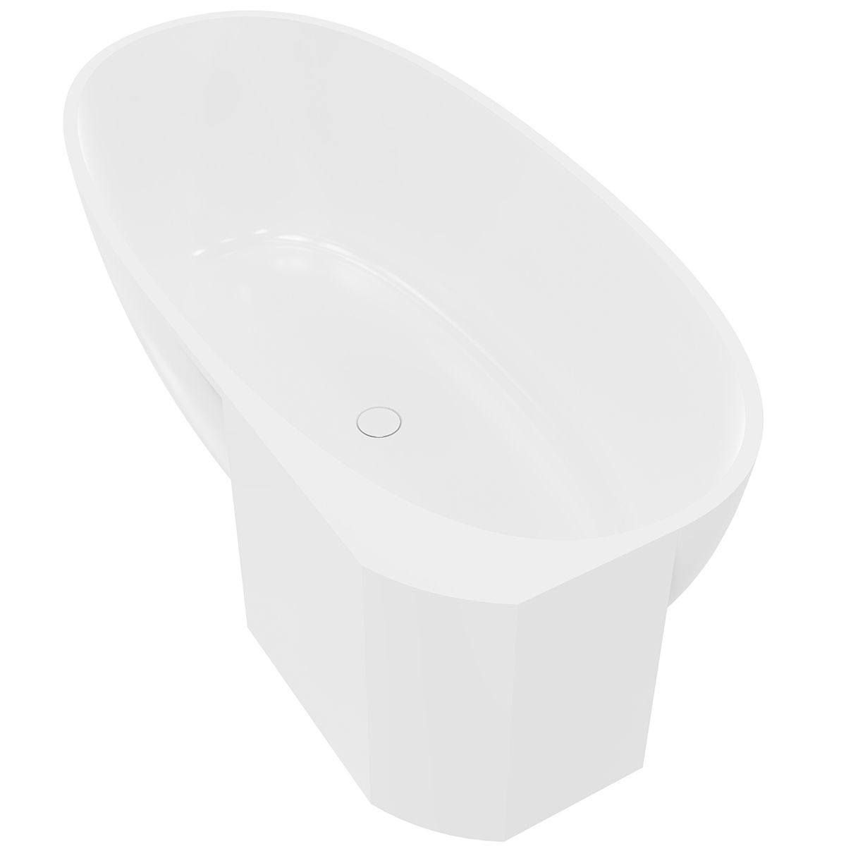 Cada de baie, freestanding cu montare pe colt,  compozit mineral, ventil alb inclus,Alb Lucios, 160x78 cm, Fifi