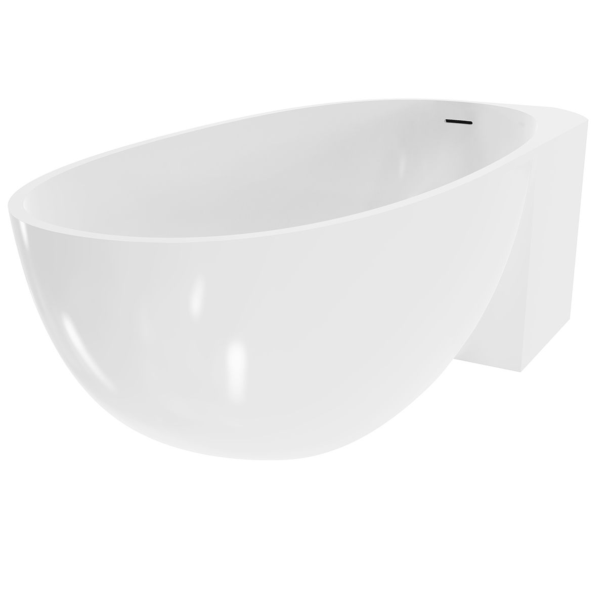 Cada de baie, freestanding cu montare pe colt,  compozit mineral, ventil alb inclus,Alb Lucios, 160x78 cm, Fifi