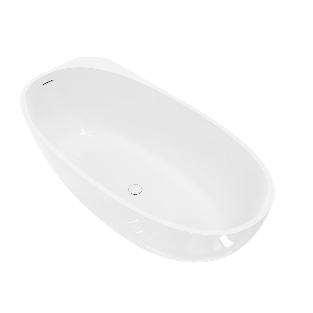 Cada de baie, freestanding cu montare pe colt,  compozit mineral, ventil alb inclus,Alb Lucios, 160x78 cm, Fifi