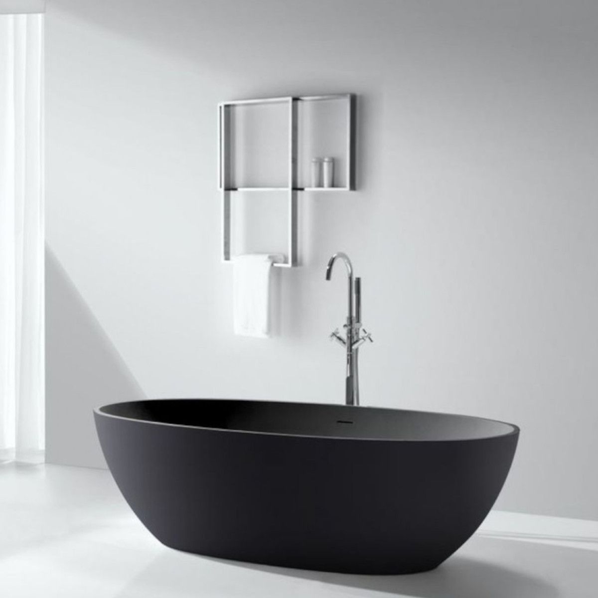 Cada de baie Lulu, Compozit Coroian, Negru Mat, 170 sau 180 cm, Izolare termica, Freestanding