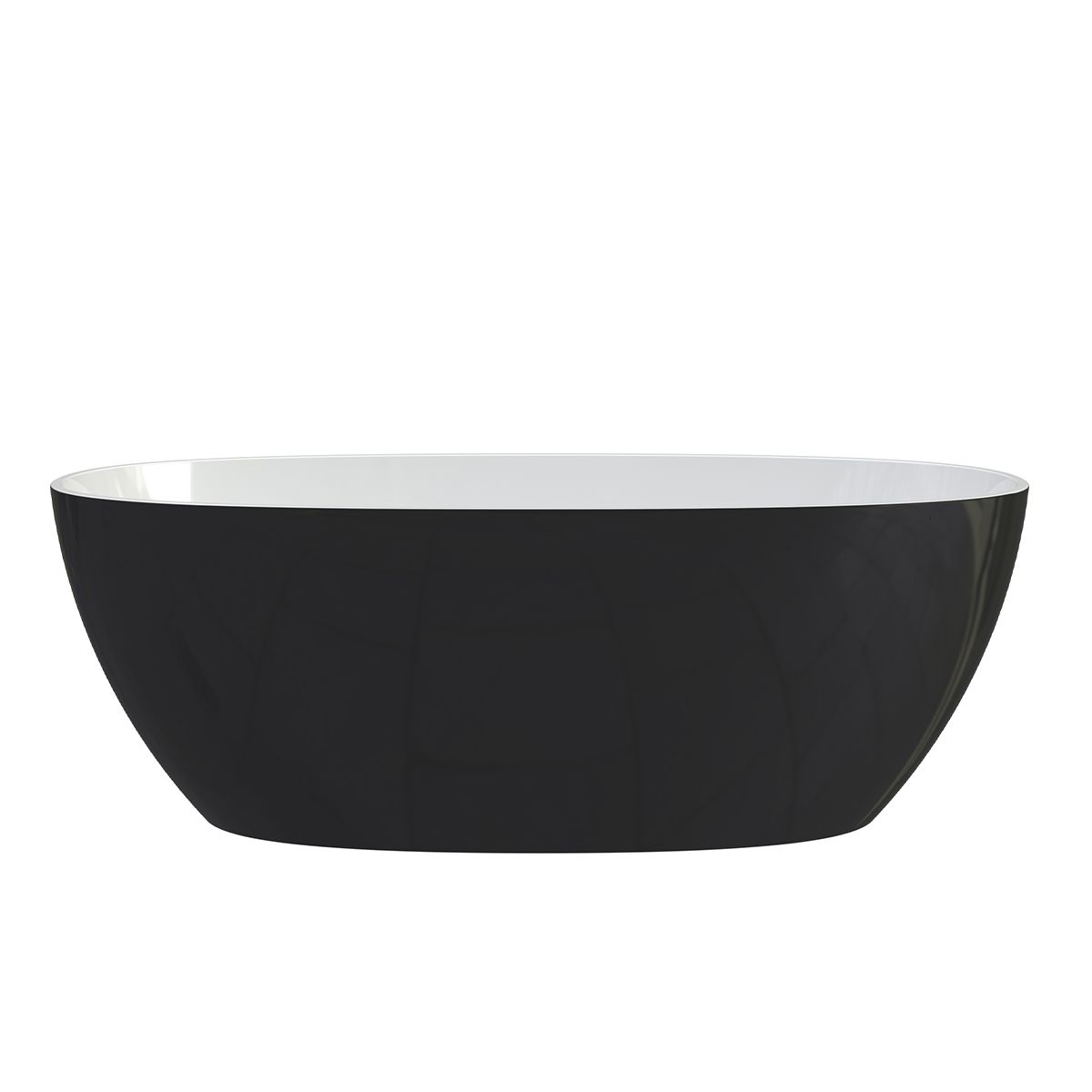 Cada de baie Zinon, Acril sanitar, Alb Lucios Interior, Negru Lucios Exterior, 160 sau 170 cm, izolare termica, freestanding