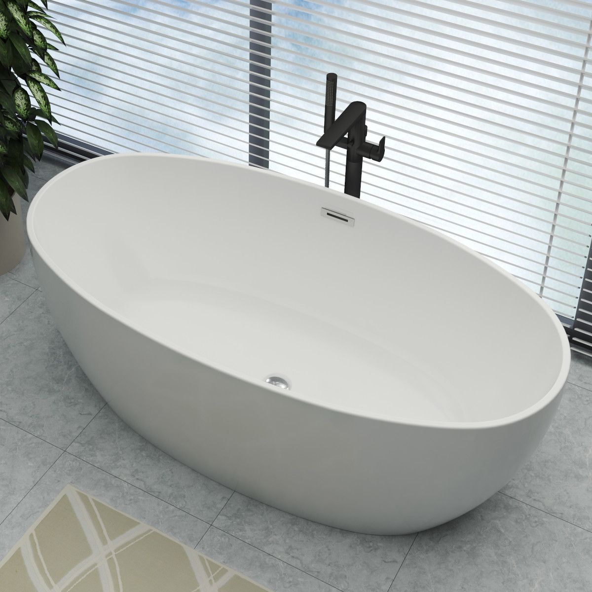 Cada de baie Zinon, Acril sanitar, Alb Lucios, 150, 160, 170 cm, izolare termica, freestanding