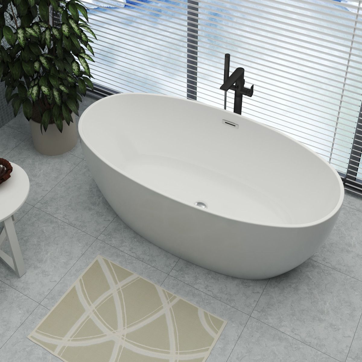 Cada de baie Zinon, Acril sanitar, Alb Lucios, 150, 160, 170 cm, izolare termica, freestanding