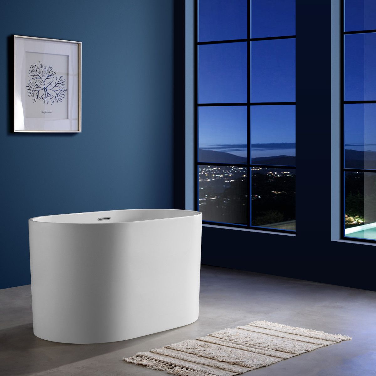 Cada tip japonez, Acril sanitar, Alb Lucios, 130x70 cm, Izolare termica, Freestanding, Tokyo
