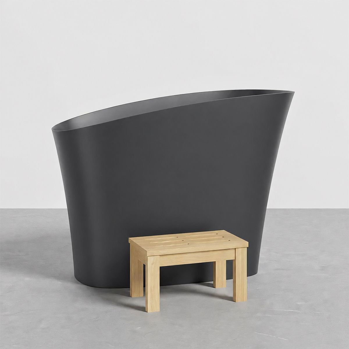Cada tip japonez,compozit mineral, Antracit Mat, 120x58 cm, Izolare termica, ventil inclus, Freestanding, Sakura