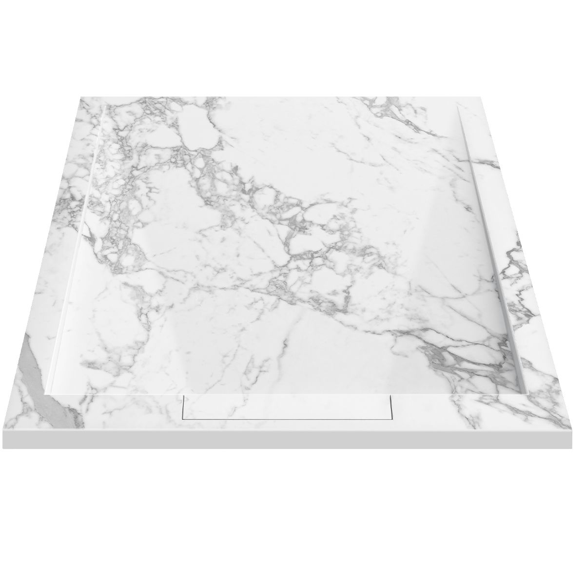 Cadita de dus, Alb, finisaj Carrara Arabescato, compozit, inaltime 2.5 cm, dimensiuni 100-160x80-90 cm, decupabila, Antonio