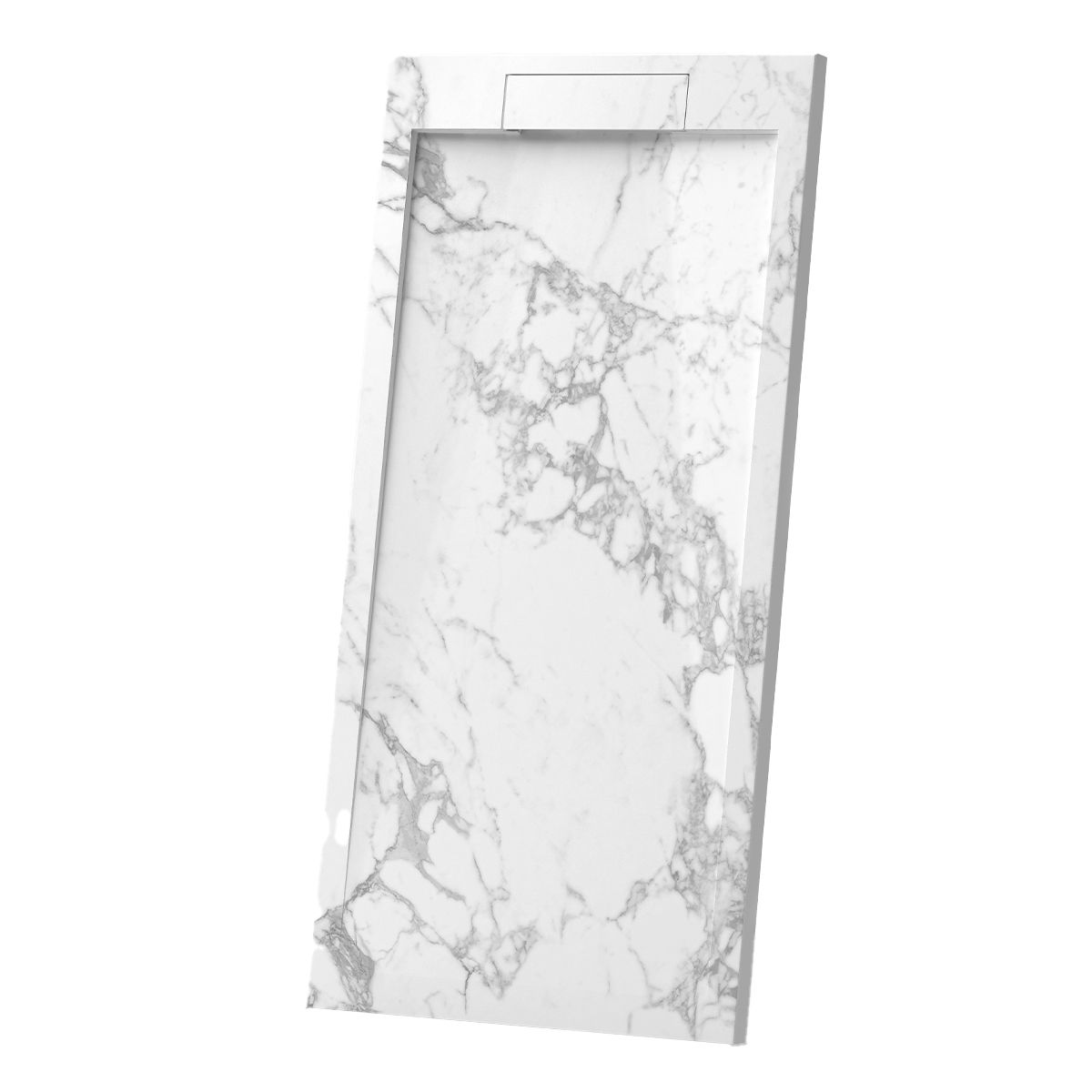 Cadita de dus, Alb Resigilat, finisaj Carrara Arabescato, compozit, inaltime 2.5 cm, dimensiuni 140x90 cm, decupabila, Antonio