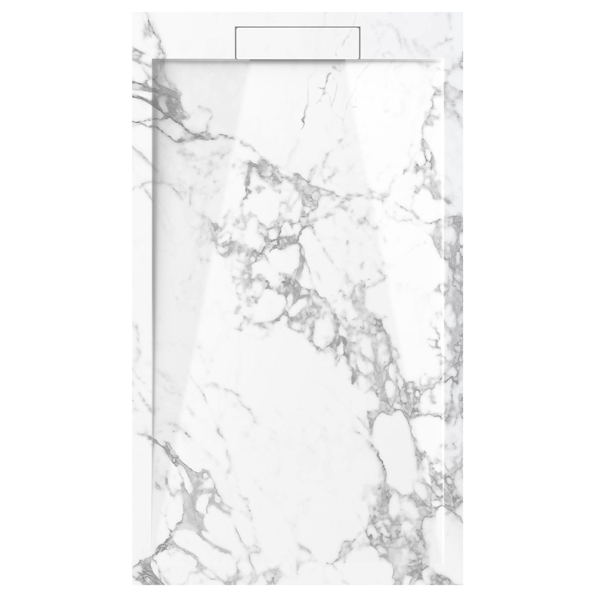 Cadita de dus, Alb, finisaj Carrara Arabescato, compozit, inaltime 2.5 cm, dimensiuni 100-160x80-90 cm, decupabila, Antonio