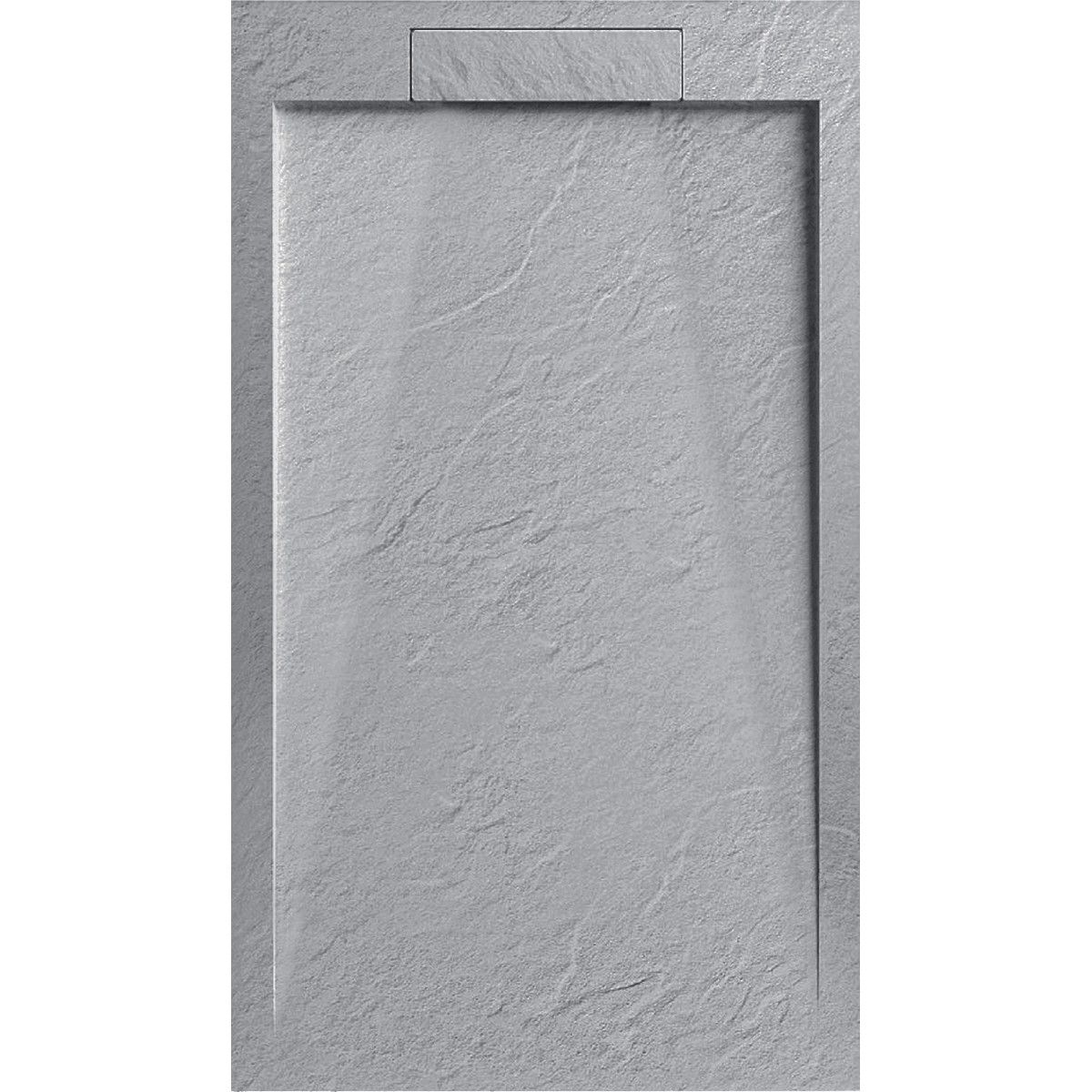Cadita de dus, compozit mineral, dimensiuni 100-160x70-90 cm, inaltime 2.5 cm, scurgere ascunsa, decupabila, Gri ciment, Antonio