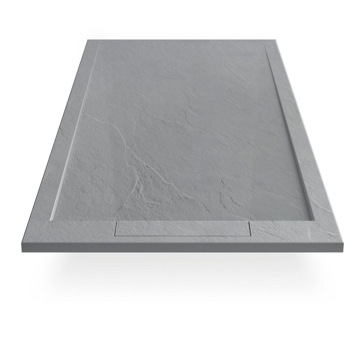 Cadita de dus, compozit mineral, dimensiuni 100-160x70-90 cm, inaltime 2.5 cm, scurgere ascunsa, decupabila, Gri ciment, Antonio