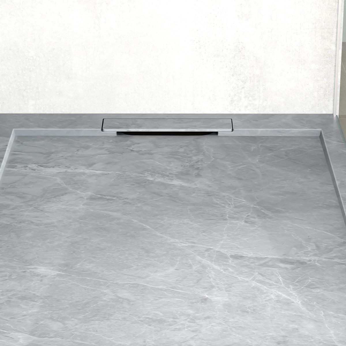 Cadita de dus, Gri Pietra, finisaj Marble Mat, compozit mineral, dimensiuni 100-160x70-90 cm, decupabila, Antonio
