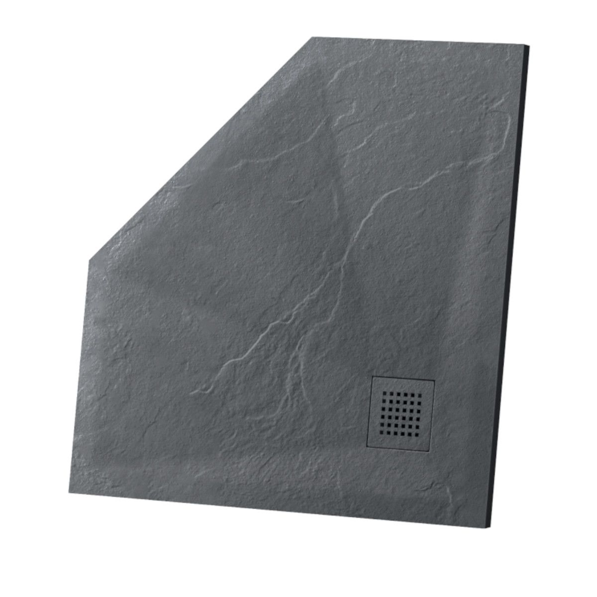 Cadita de dus pentagonala, compozit mineral, dimensiune 90x90 cm, inaltime 2.5 cm, decupabila, Antracit, Aurelio