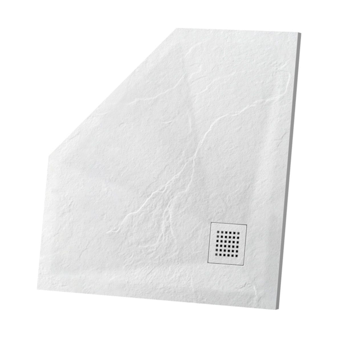 Cadita de dus pentagonala, compozit mineral, dimensiuni 90x90 cm, inaltime 2.5 cm, decupabila, Alb, Aurelio