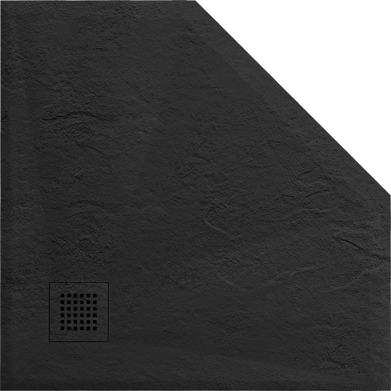 Cadita de dus pentagonala, compozit mineral, dimensiuni 90x90 cm, inaltime 2.5 cm, decupabila, Negru, Aurelio