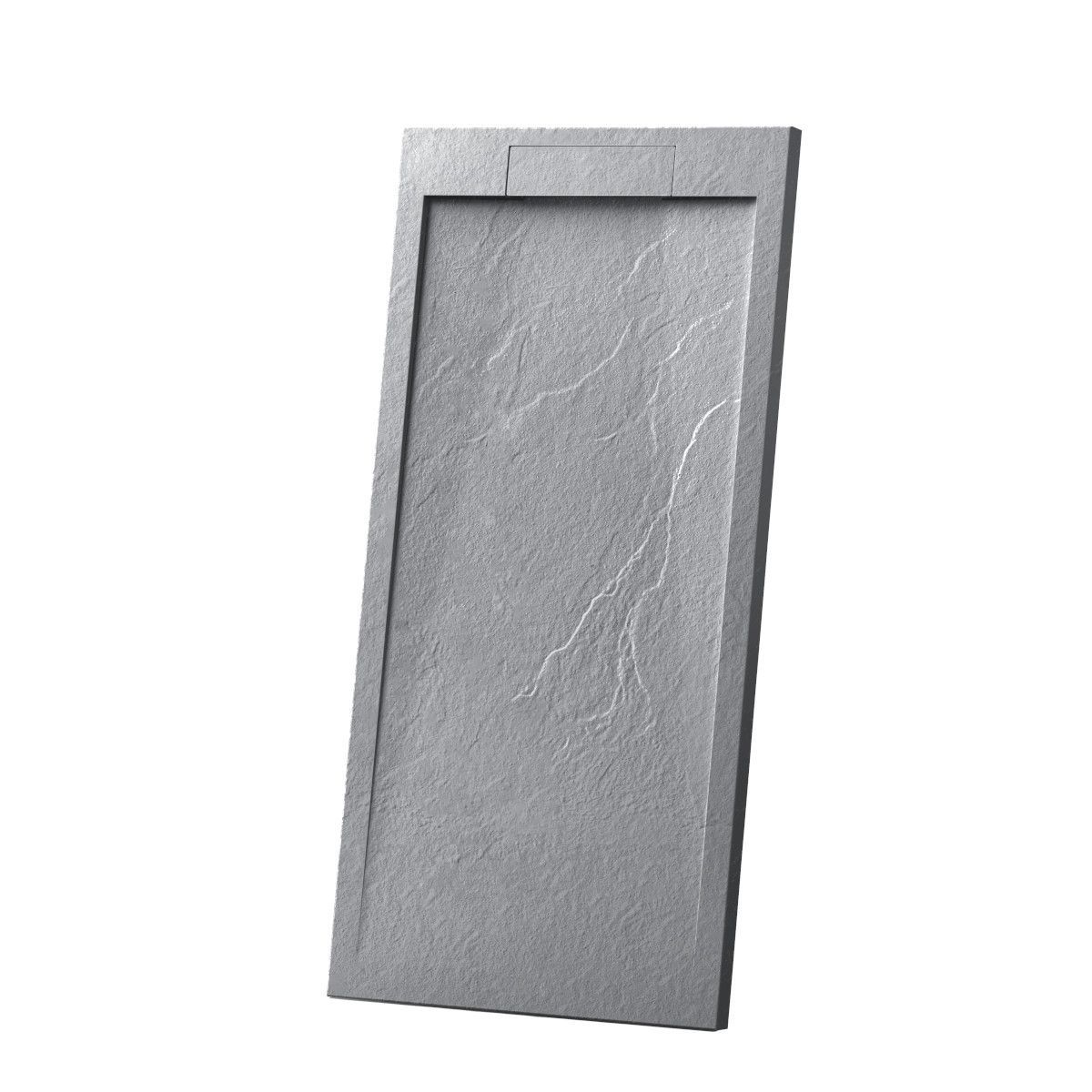 Cadita de dus, Resigilat, compozit, 100 x 80 cm, inaltime 2.5 cm, scurgere ascunsa, decupabila, Gri ciment, Antonio
