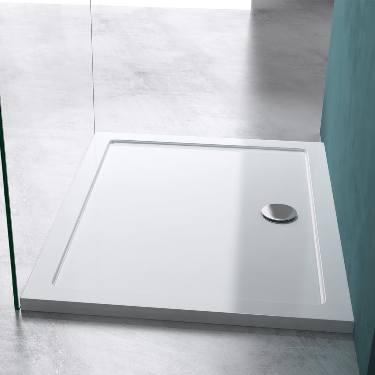 Cadita dreptunghiulara slim, 4 cm inaltime, sifon inclus, dimensiuni intre 80-90 x 100-160 cm, acril sanitar, EGO-FARO
