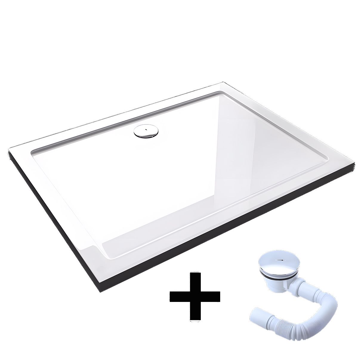 Cadita dreptunghiulara slim, 4 cm inaltime, sifon inclus, dimensiuni intre 80-90 x 100-160 cm, acril sanitar, EGO-FARO