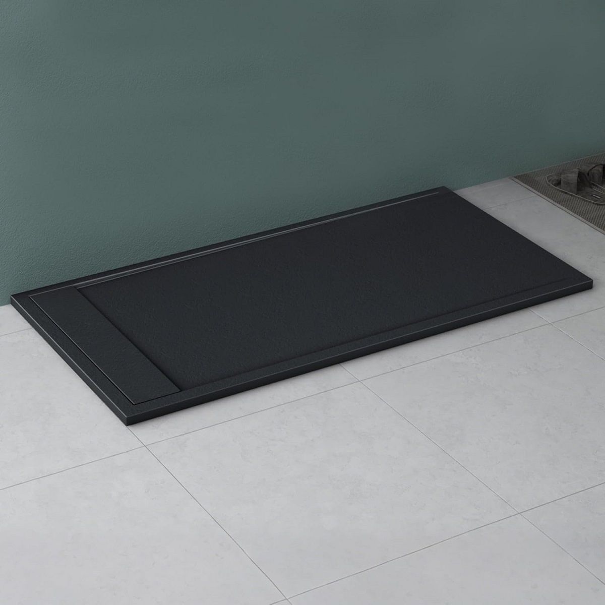 Cadita dus, compozit de marmura, scurgere ascunsa, inaltime 3 cm, Antracit Mat, dimensiune: 80-90x120 cm, GEO10