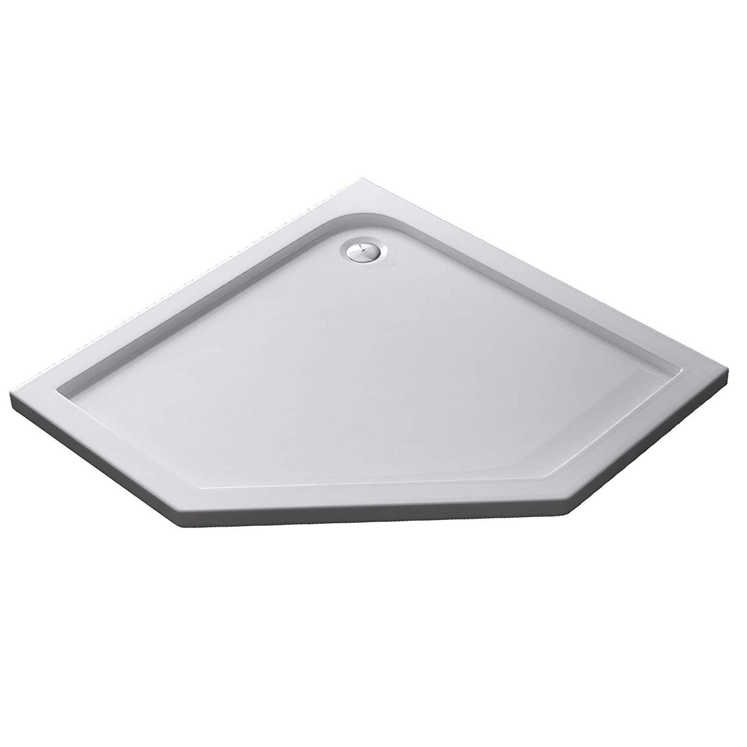Cadita dus Faro, Alba, Pentagonala, sifon inclus, 90x90 cm, inaltime 4 cm, acril sanitar pur