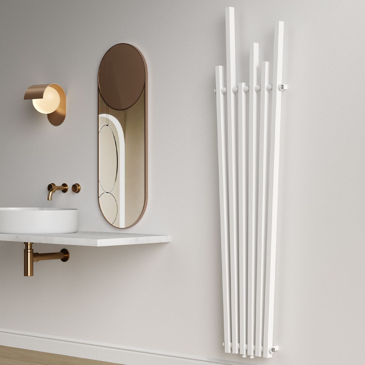 Calorifer Alb, 180x42cm , 687 W, 6 elementi, otel, design modern, Enes