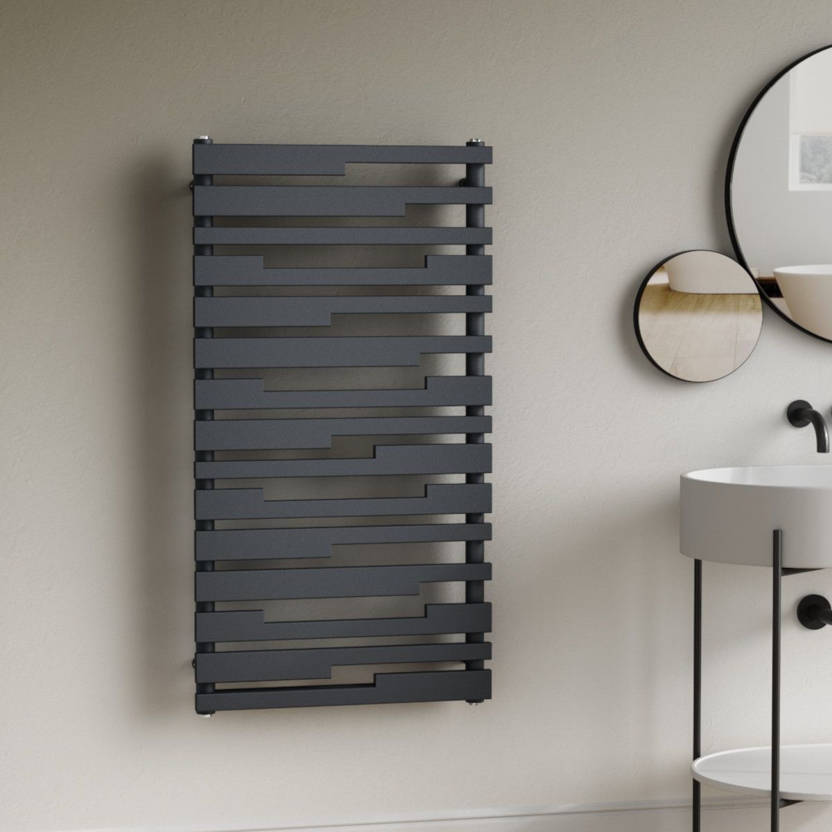 Calorifer Antracit, 112x60 cm, 662 W, 15 elementi, radiator Portprosop din otel, Emir