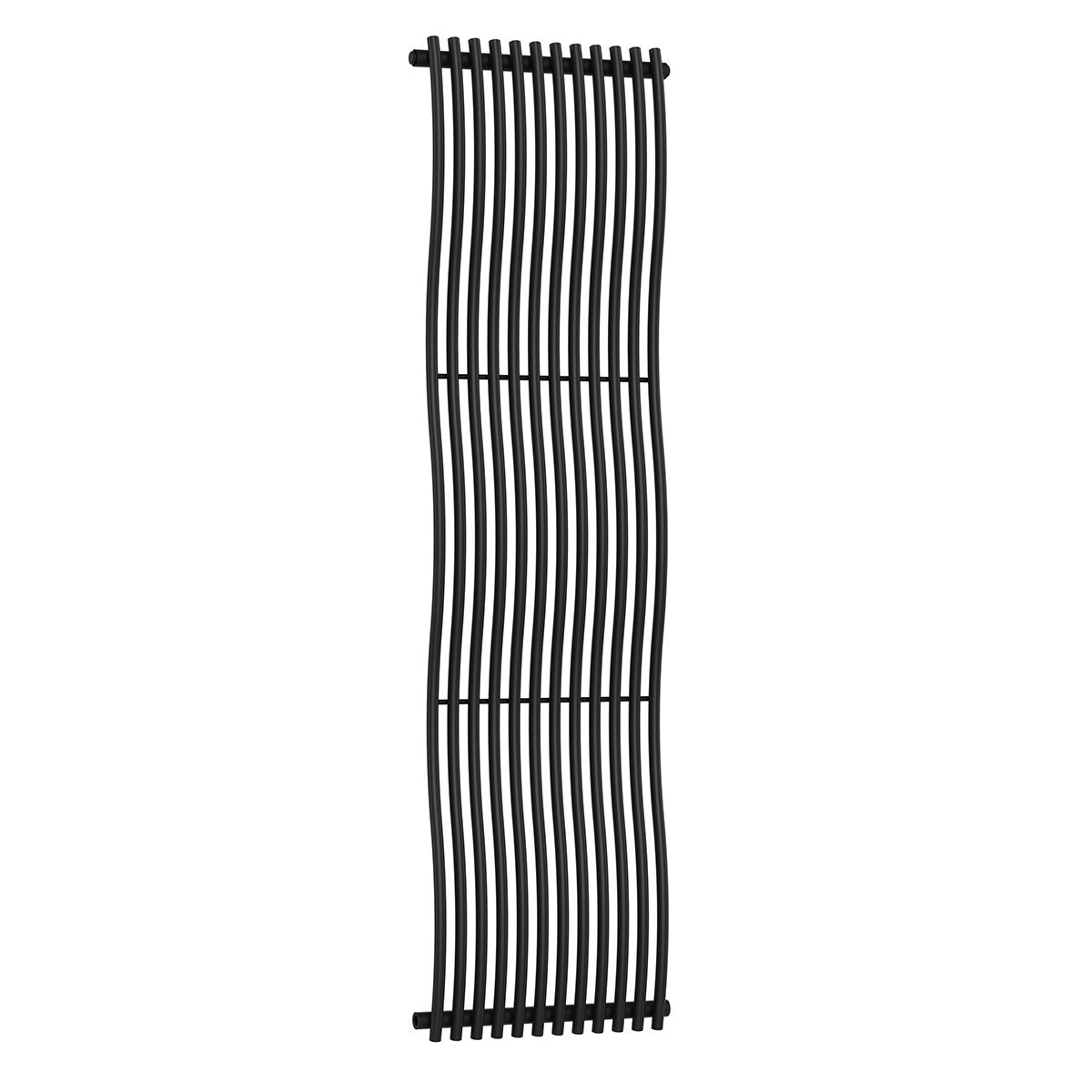Calorifer decorativ,  design curbat, 12 elementi, conexiune laterala, 180x50 cm, Negru Mat, Sora
