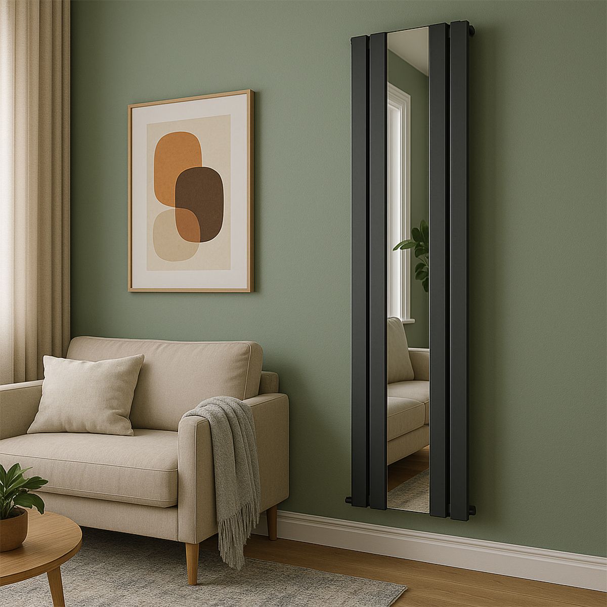 Calorifer decorativ din otel cu oglinda, Antracit, 4 elementi, 593 W, dimensiune 180x60 cm, Malvina