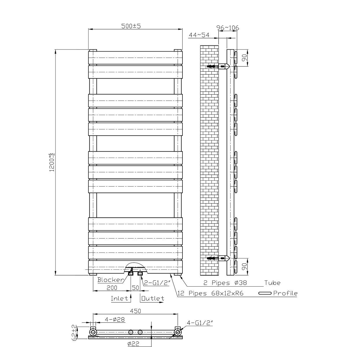 Calorifer EGO - Nadir, Auriu Periat, radiator Portprosop din otel, 120 sau 140 x 50 cm