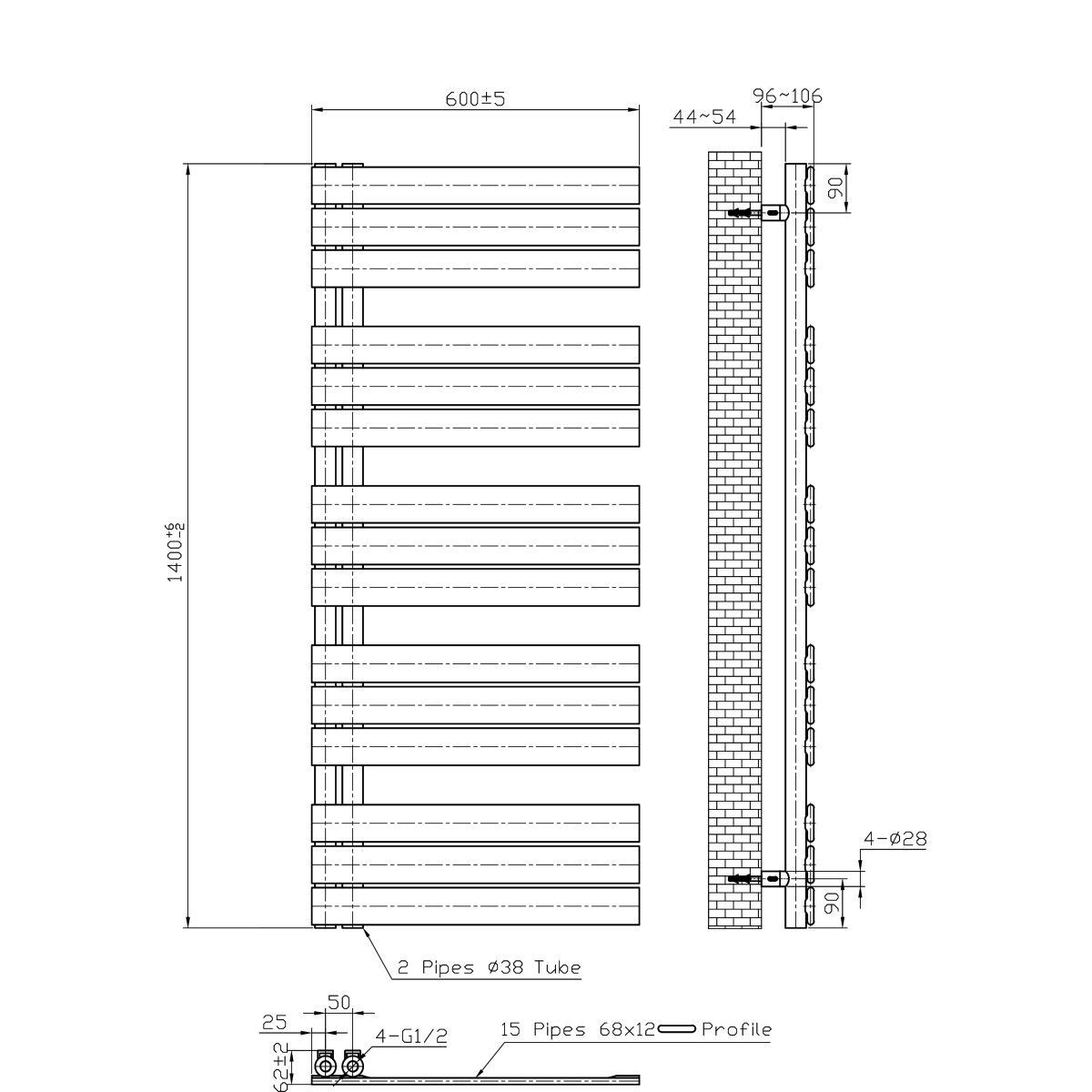 Calorifer EGO - Nasim, Radiator portprosop din otel, 3 culori disponibile, 115-140-164 cm, Design deosebit