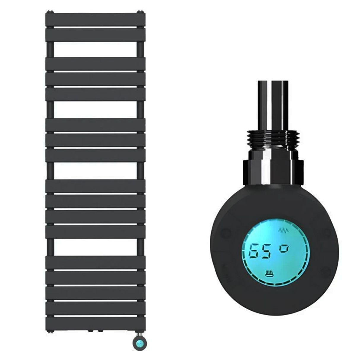 Calorifer electric din otel cu termostat digital LCD, Timer, Portprosop, Antracit, 120-140-160x50 cm, Nadir