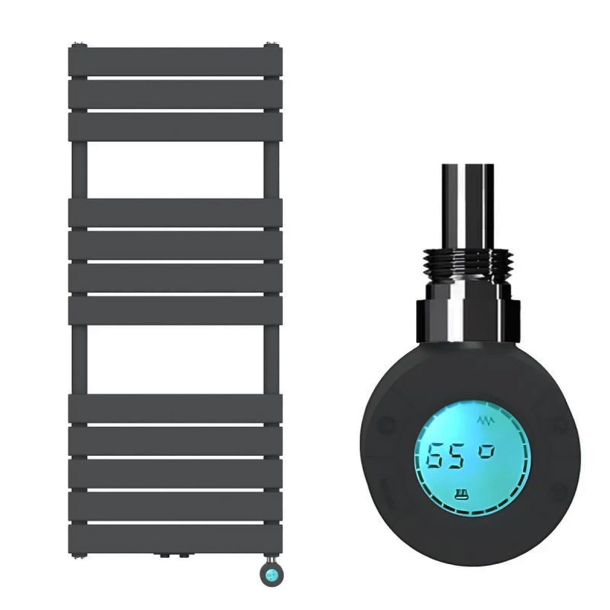 Calorifer electric din otel cu termostat digital LCD, Timer, Portprosop, Antracit, 120-140-160x50 cm, Nadir