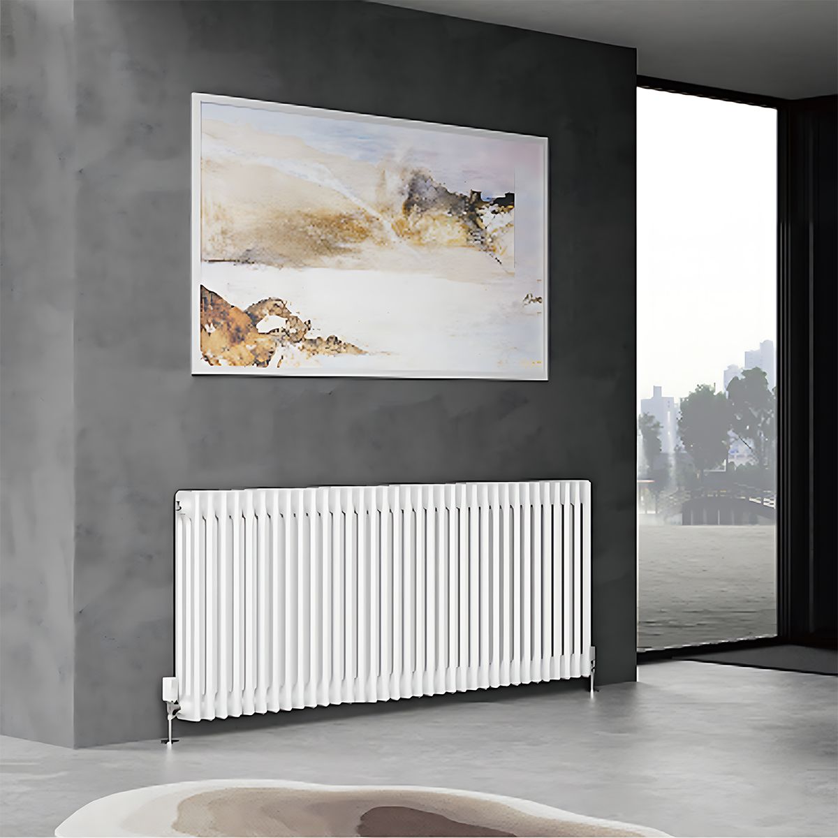 Calorifer orizontal din otel, 119x60 cm, 26 elementi, 1225 W, Alb, Albion