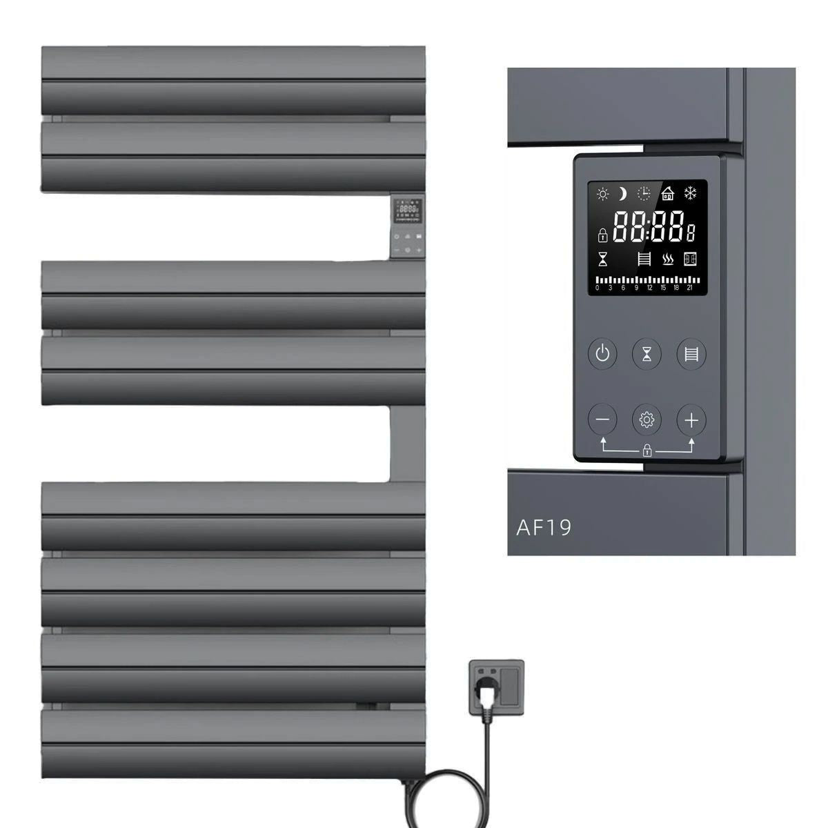 Calorifer portprosop electric, 500W, 230V, Antracit, 3 trepte, termostat digital, 6 programe, 8 elementi, 105x55 cm, Reina